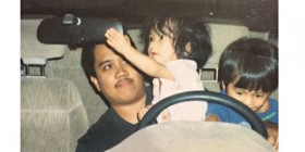 Jaren with his dad and sister. He loved cars from early on...