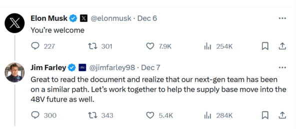 Farley tweet 48 volts